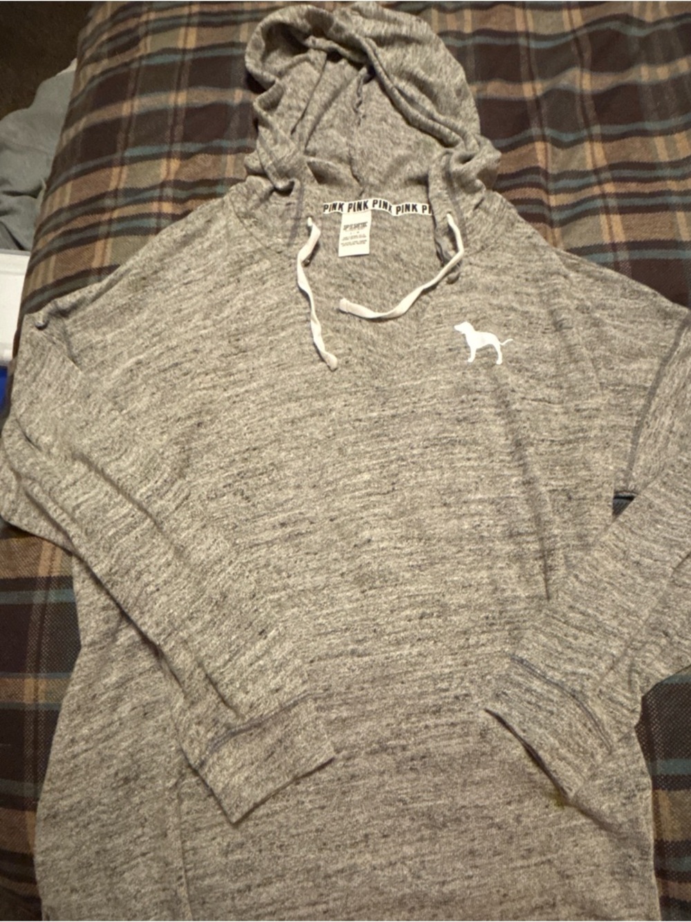 PINK Victoria's Secret Women’s L Heather Gray Hoodie Sweater